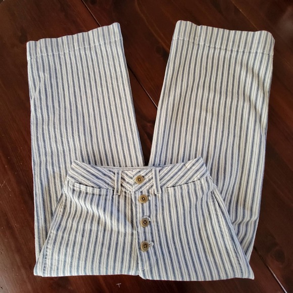 Madewell Pants 25 Emmett Wide Leg Cropped Pants Striped H7247 - Picture 4 of 6